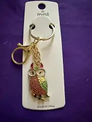 Mint Multi Color Owl Keychain/Purse Charm With Pink Ears