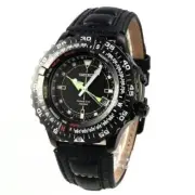 New Seiko SKA425P1 Flighmaster Pilot Kinetic Full Black Leather Men Watch SKA425