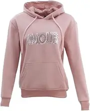 [FIL] Women's Fleece Hoodie Hooded Jumper Pullover w Sequins - Amour