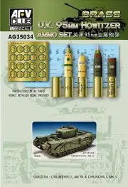 AFV Club 1:35 Scale U.K. 95mm Howitzer Ammo Set (Brass) AG35034