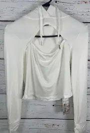 NWT Halara Hoodie Pickle Ball Top Medium Ivory Sweatshirt Ecru Yoga C1
