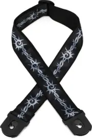 D'Addario Planet Lock Woven Guitar Strap - Barbed Wire (2-pack) Bundle