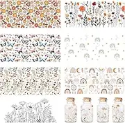 Butterfly UV DTF Cup Wraps - 8 Sheets Groovy UV DTF Transfer Sticker Rub on Transfers for Crafts Waterproof Flower Butterfly Plant Transfer Stickers for 16 Oz Glass Cups