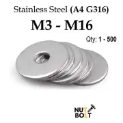 Mudguard Washers Flat Washer M3 M4 M5 M6 M8 M10 M12 M14 M16 Stainless Steel G316