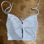 Cider blue plaid halter top Sz M. NWT