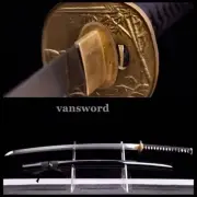 Folded Steel Japanese Katana Samurai Sword Sharp Full Tang Blade Black Scabbard.