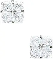 [JewelryWeb] 14k White Gold 8x8mm 4 Segment Square CZ Simulated Diamond Light Prong Set Earrings Stud Earring for Women