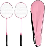 2 Player Badminton Racket Set Indoor Sports Students ren Practice Badminton Racquet with Cover Bag Pink One Size