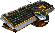 Keyboard Mouse Combo Orange Yellow Backlit,Color Changing Keyboard Mouse,Lighted Gaming Keyboad,USB Mouse Keyboard Set,LED Keyboard Mouse,Waterproof Dust Proof Durable Metal Frame,for Prime Games