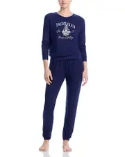 Aqua Brushed Jersey Long Pajama Set -Exclusive