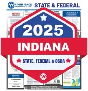 2025 Indiana IN State/Federal Labor Law In 1 Compliance Poster Paper/Laminated