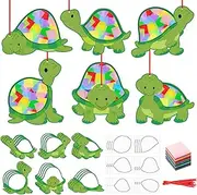 Motipuns 24 Sets Summer Turtle Tissue Paper Sign Craft Kit Make Your Own Aquarium Suncatchers Craft Under The Sea DIY Hanging Kit Art Projects Fun Classroom Home Activities, 4 Styles
