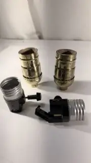 2 New brass rotary switch bulb sockets lamp light part D