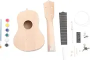 EXQUIMEUBLE Hawaii Ukulele Diy Kit 21'' Cutaway Guitar Basswood for Family Projects Easy to Build