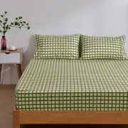 Dreamaker Micro Flannel Grid Combo Fitted Sheet Set Olive King Single Bed