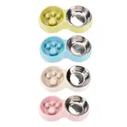 Dog Bowl Anti Choking Slow Feeder Cat Food Dish Double Bowl Pet Feeding Utensils