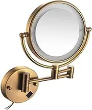 Wall Mounted Lighted Makeup Mirror, 8 inch 10X Magnifying Mirror ，Extended Arm 360 Rotation Wall Mounted Makeup Mirror - for Bathroom Antique,10x