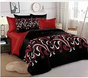 Black Red Pattern Quilt Doona Duvet Cover Set Single Double Queen King Size Available Double, 2 Pillow Cases