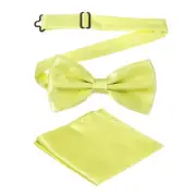 Bow Tie for Men, Adjustable Bow Ties with Pocket Square(Yellow)