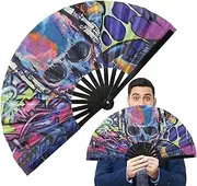 [Generic] Large Folding Fans For Dancing - Large 13 Inch Folding Hand Popping Fans,Decorative Foldable Craft, Kung Fu Craft, Home Decoration For Festival Wedding