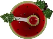 Zerodeko Ceramic Salad Bowl with Spoon Watermelon Shape Ice Cream Cups Dessert Bowl Snack Bowl Fruit Bowl Appetizer Plates for Soup Cereal Nuts Oatmeal Fruit Prep