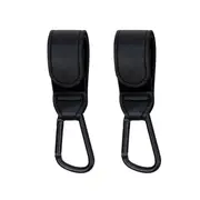 Leather Baby Stroller Hooks Black - Cart Organizer & Diaper Bag Hangers