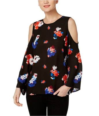 Vince Camuto Womens Floral Pullover Blouse, Black, X-Small