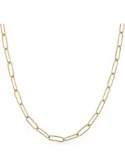 Women's Paperclip Link Necklace Simple Minimalist Chain Design- Gold