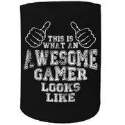 Alcohol Stubby Holder - Awesome Gamer Looks Like - Funny Novelty Birthday Gift Joke Beer Can Bottle