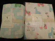 NEW Pottery Barn Kids TWIN Libby Llama Sheet Set and Quilted Euro Sham