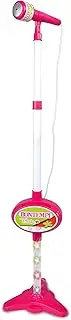 Bontempi MP3Stage Mic - Stage Microphone with MP3 Connection for Versatile Performances, with Light Effects and Smartphone Compartment, Pink, 40.9 x 19.5 x 6.4 cm