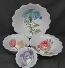 Shabby Chic Melamine Roses Iris Tulip Nesting Serving Bowls Set of 4 New
