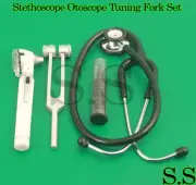 White ENT Mini Otoscope+Tuning Fork+ Stethoscope Diagnostic Examination Set