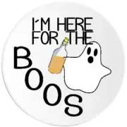I'm Here For The Boos - Circle Sticker Decal 3 Inch - Booze Ghost Halloween