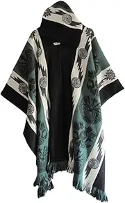 [bwgrytuy] Aztec Hoodies Poncho Cape Cloak Coat Vintage Bat Sleeve Cloak Shawl Fashion Knitted Hooded Pullover Shawl Wrap