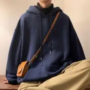 Plain Oversized Hoodie Navy Blue - L