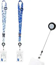 2 Pack Retractable Cruise Lanyard for Ship Cards,Adjustable Cruise Ship Lanyard Waterproof Lanyards Card with ID Badge Holder (White&Blue