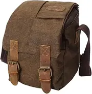 Waterproof Canvas Camera Bag DSLR SLR Camera Bag Gadget Messenger Bag (Brown)