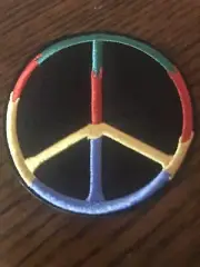 Peace Sign Color Embroidered Patch 3” Round Iron /sew On.