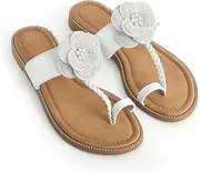 [Hykytyhk] Women's Rhinestone Flat Sandals with Clip Toe Flip Flops Dressy Flats Shoes Womens Casual Slip On Beach Sandal