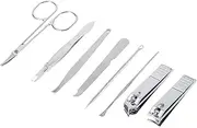 Manicure Set, Mens Nail Grooming Kit Nail Set Kit 8 Pcs Stainless Steel with Tartness Edges for Home Office Travelling (Black) (Red)