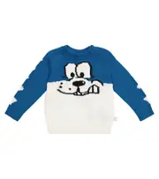 [Stella McCartney Kids] Stella McCartney Kids Dog intarsia cotton-blend sweater M 3 white