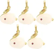 SEWACC 5pcs Jade Rabbit Pendant Bracelet Diy Pendants Keychain Charms Zodiac Charms Chinese Earrings Diy Bracelet Connector Charms Bunny Gemstone Charm Jewelry Alloy Key Chain