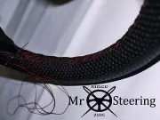 FOR FIAT PANDA MK1 80+PERFORATED LEATHER STEERING WHEEL COVER DARK RED DOUBLE ST
