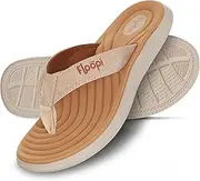 [Floopi] Flip Flops for Women Durable Memory Foam Textured Insole Sandals Ladies Beach Sandals with Indoor & Outdoor Anti Skid Soles