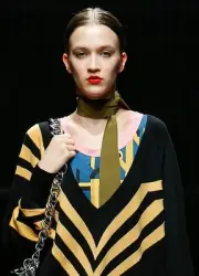 PRADA F/W 2014 RUNWAY Olive Silk Skinny SCARF ~NWT~
