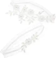 [FRCOLOR] 1 Pair Lace Garter with Pearl Accents for Women Elegant Bridal Leg Accessory Soft Lace Construction Comfortable Elastic Fit for Weddings and Special Events