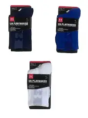 Under Armour UA Playmaker Kids Cushioned Socks; Navy, Royal, White; Sz 13.5K-4Y