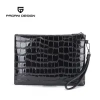 在飛比找PChome24h購物優惠-PAGANI 義大利頂級進口皮料 時尚鱷魚紋亮面手拿包