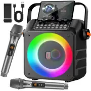 Karaoke Machine with 2 Wireless Microphones, Portable Karaoke Machine for Adu...